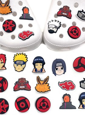 New 13Pcs Anime Naruto Shoes Charms Pvc Cartoon Sharingan Re