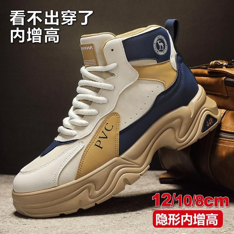 秋冬季防滑厚底内增高12cm10cm8cm工装防滑韩版休闲高帮机车摩托