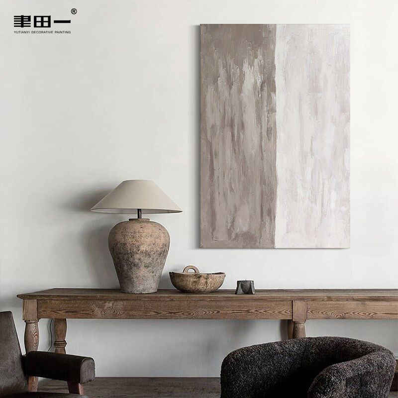 侘寂风简约现代客k厅组合装饰画极简赤贫风样板间玄关书房抽象挂