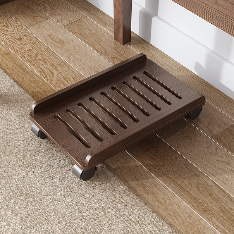 台式电脑主机托架k可移动带滑轮底座托板增高置物架实木主机箱托