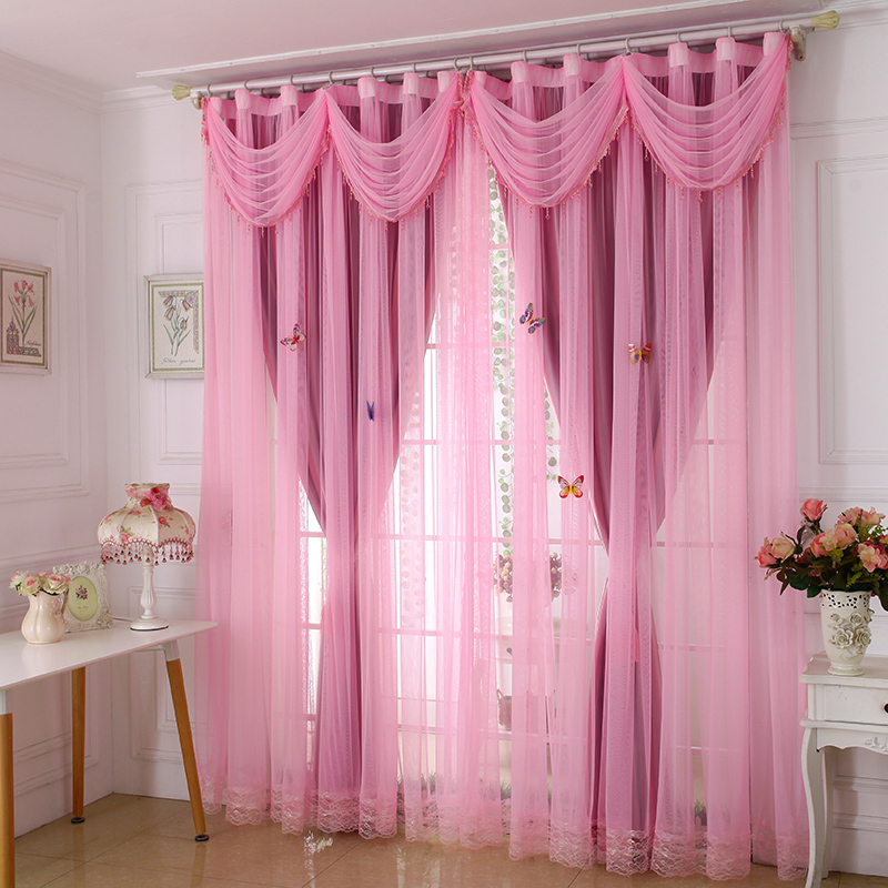 欧式定制窗帘成品客厅卧室纯色纱帘落地窗遮阳全遮光布隔热公主风