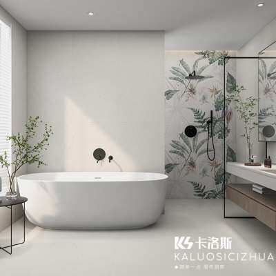 法式侘寂风花砖600x1200化妆室D瓷砖厨房浴室壁砖微水泥地砖奶白