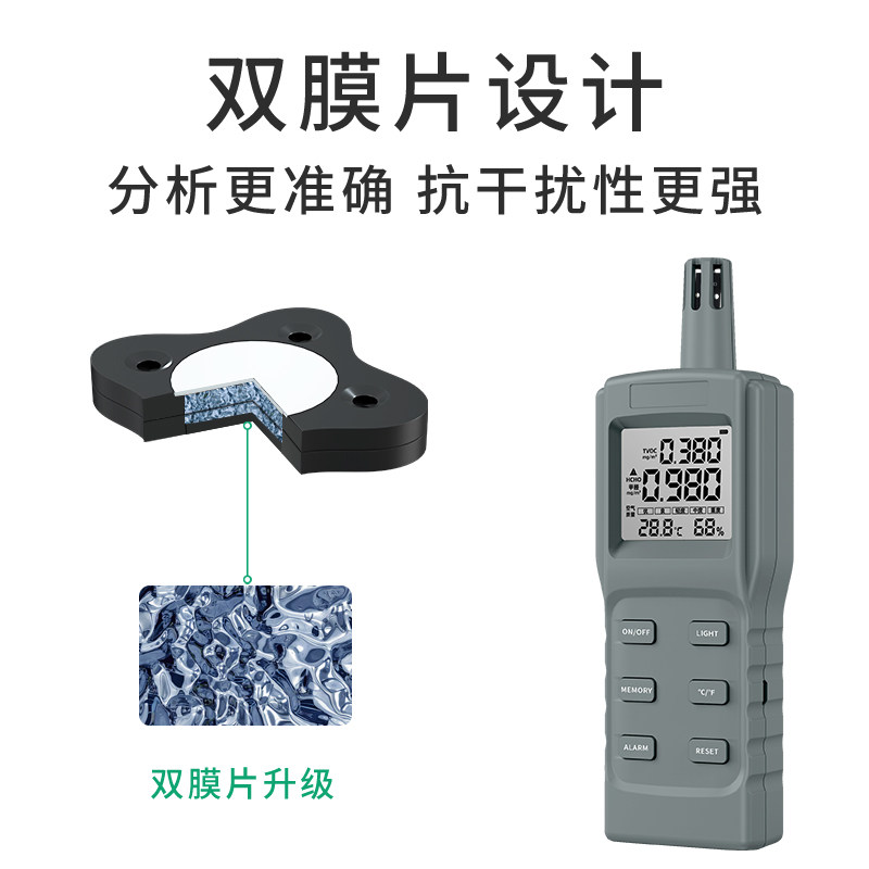 德资制专业甲醛检测仪高精度w多功能空气质量检测汽车新房室内家