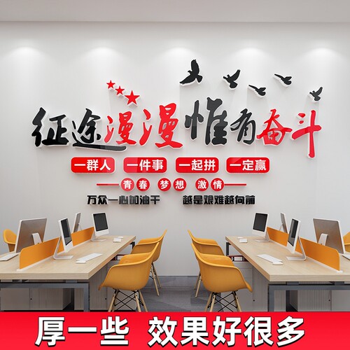 公司办公b室墙面装饰激励励志标语墙贴纸背景文化墙会议室布置团
