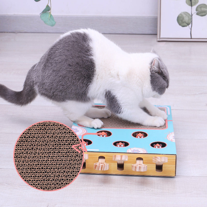 打地老鼠猫抓板弹簧不倒翁自x嗨瓦楞纸猫咪玩具耐磨猫爪板益智互