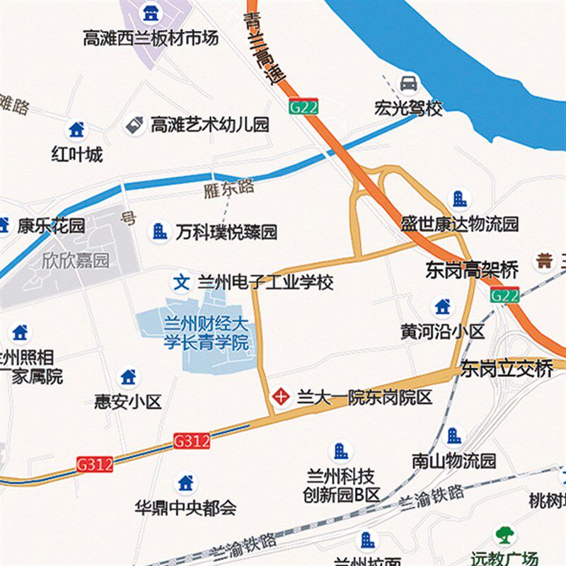 2024新款兰州市城区地图办公室挂图高清防水墙壁装饰实物推荐定制
