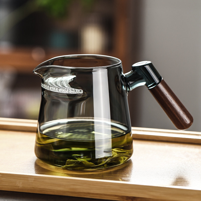 玻璃杯耐a高温大容量水杯男女士茶滤一体月牙过滤泡茶壶家用公道