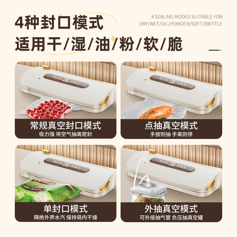 真空封口机食品袋抽空机小型家用包装热密封机保鲜全自动干湿两用