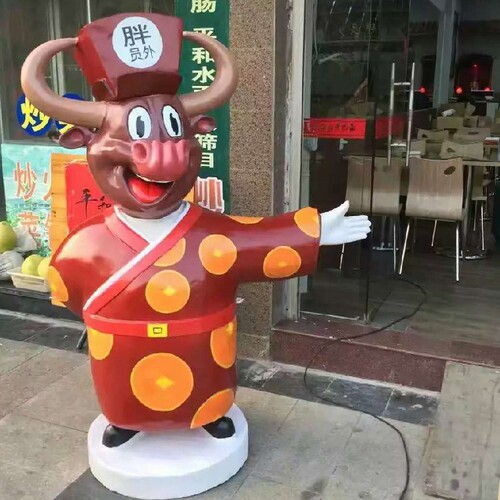 牛排店人气雕塑牛肉面火锅店餐厅饭店卡通牛定制迎宾羊公仔摆件