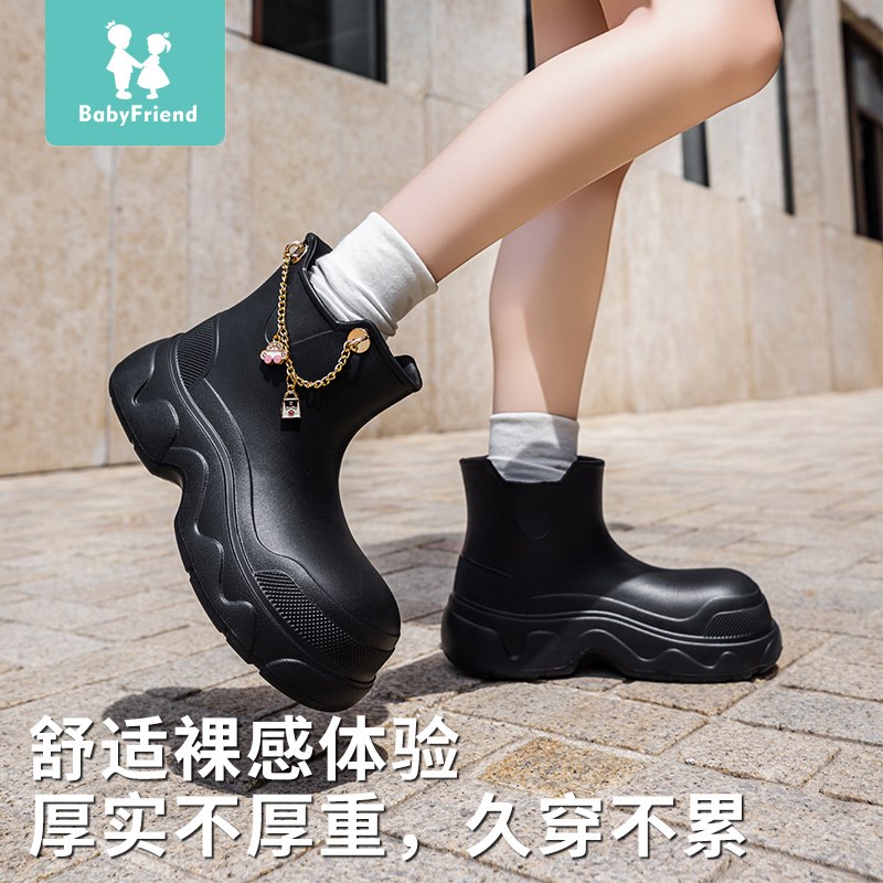 雨靴女厚底增高小个子显瘦2025新款成人套筒短筒雨鞋Y防水防滑外