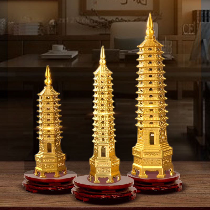 九层文昌塔纯铜13层十三层摆件家居客厅书房书桌9层办公室工艺品