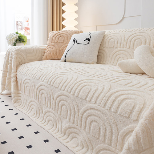 防猫抓毛绒沙发巾全包万能冬季加A厚沙发套罩简约现代沙发盖布毯