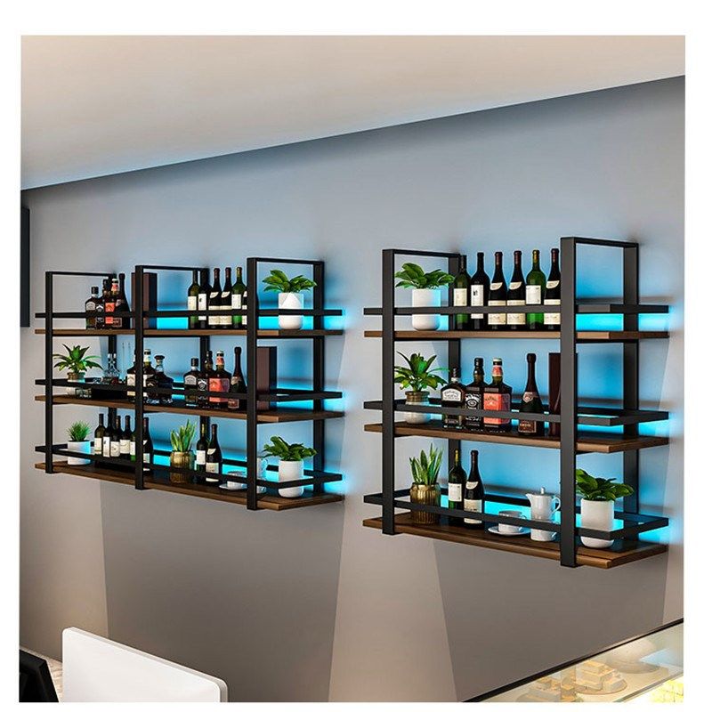 网红铁艺酒架壁挂式酒架挂墙展示架现代酒柜壁挂式红酒客厅置物架