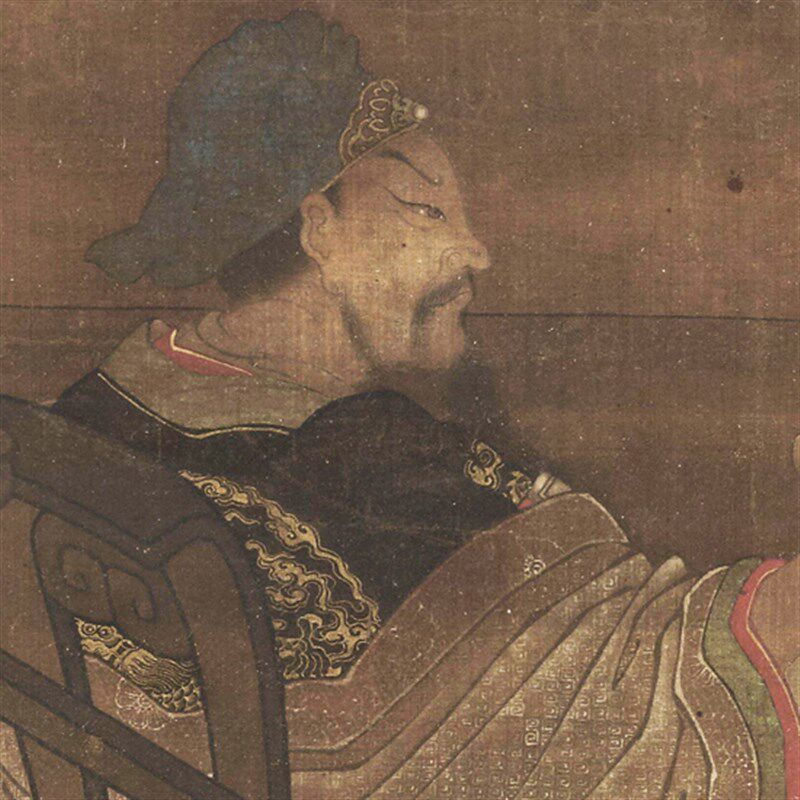 赵孟頫关羽关公五十三岁真像画像挂画国画装饰画客厅字画挂轴卷轴
