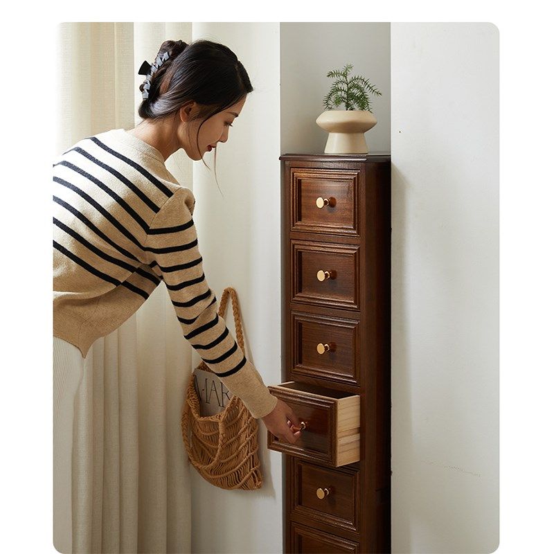 28cm实木夹缝柜客厅靠墙五斗柜抽屉式收纳柜小型简约床头柜窄边柜,住宅家具,斗柜,淘宝优惠券,粉丝福利购,淘宝优惠卷