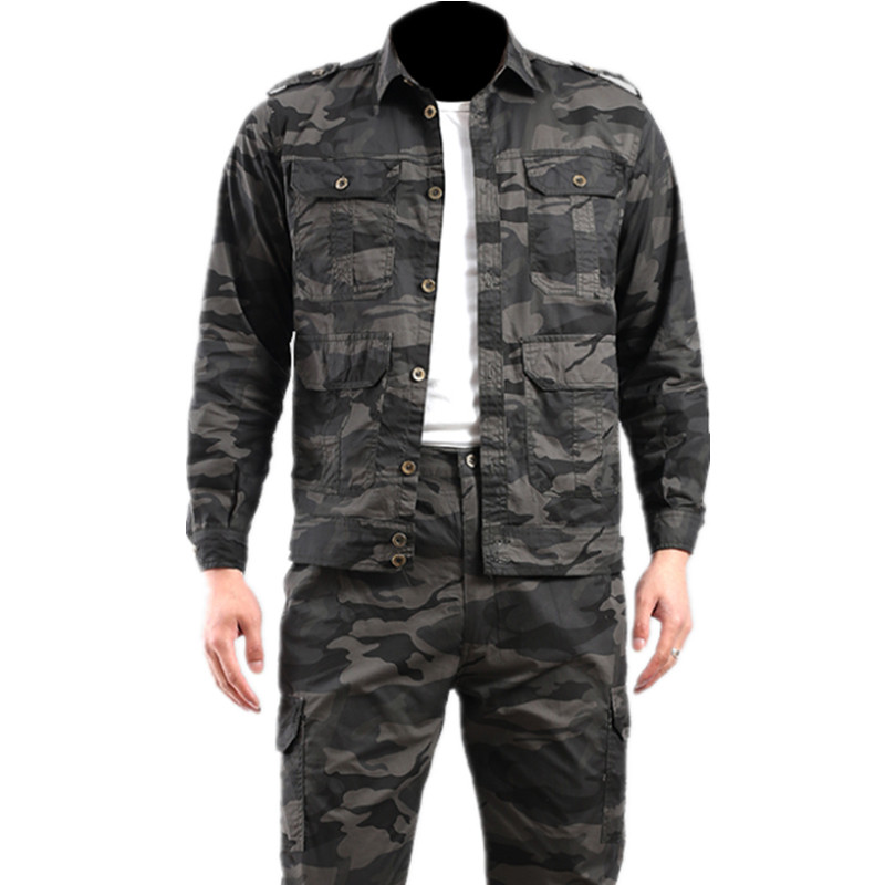 新款夏季工作服男套装电焊工服防烫长袖耐磨劳保服大口袋工装