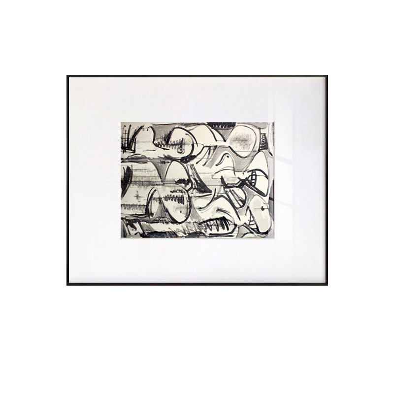 黑白客厅装饰画 抽象小众玄关墙面餐厅挂画后现代大幅样板间壁画