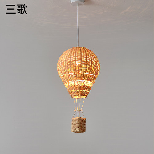热气球吊灯简约藤编竹艺餐厅儿童C房民宿游乐场幼儿园田园艺术吊