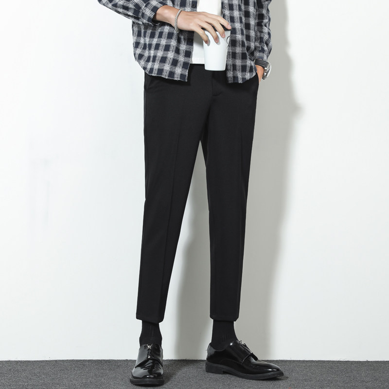 坠感小西裤男宽松直筒裤男春夏季休闲长裤男生百搭阔腿垂感九分裤