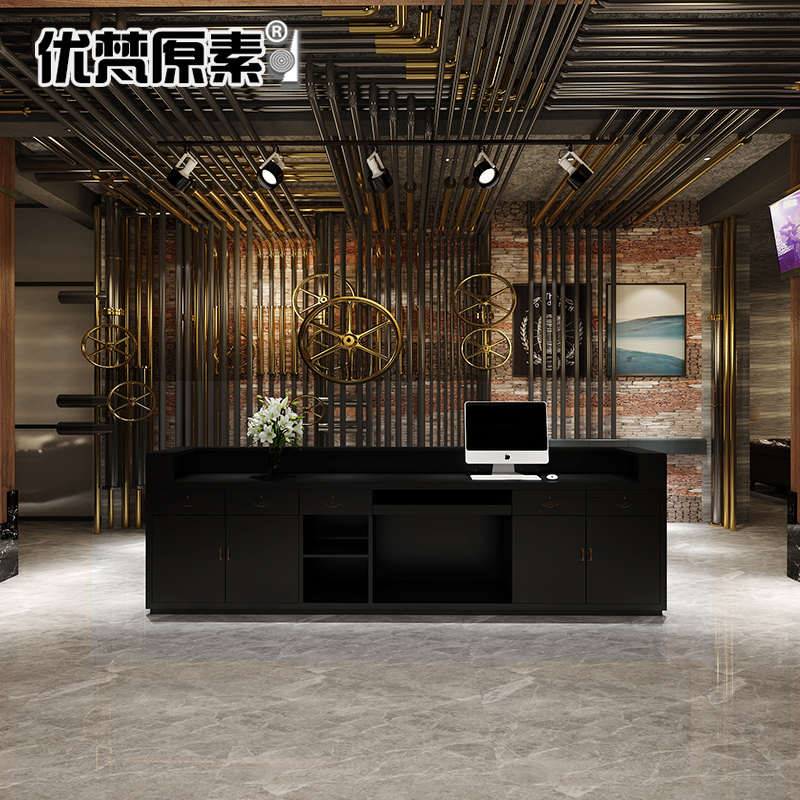 收银台定制商用理发店接待台台球店前台工业风柜台烧烤店酒吧吧台