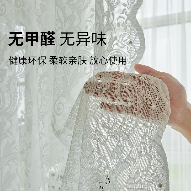 新款夏立方定制窗帘卧室客厅浪漫法式纱帘蕾丝亲肤透光不透人网红