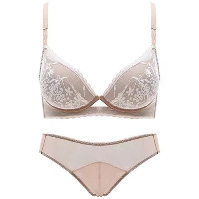 无钢圈内衣裤套装女聚拢加厚款文胸调整型平胸小胸罩上托