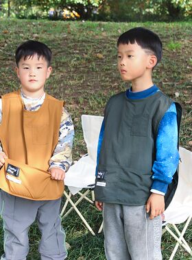马甲儿童围裙 亲子绘画美术围兜幼儿园防水加大码罩衣咖啡店烘培