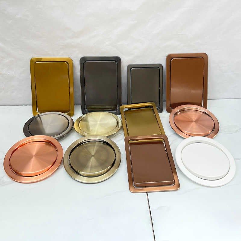 台面嵌入式垃圾桶不n锈钢摇摆盖桌面内嵌彩色弹盖洗手间隐藏式盖