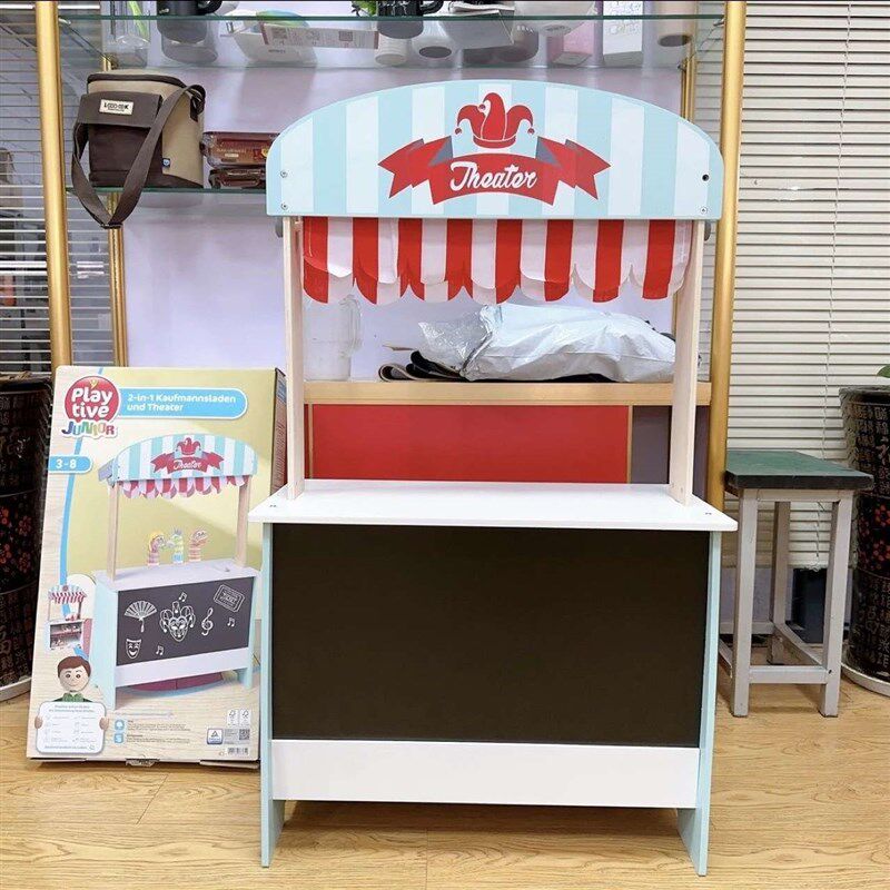 儿童木制玩具车过家家超市小推车玩具宝宝商店货架售货摊真购物木