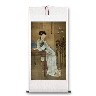 清 冷枚《春闺倦读图》客厅书房茶室装饰画挂画玄关高清卷轴字画