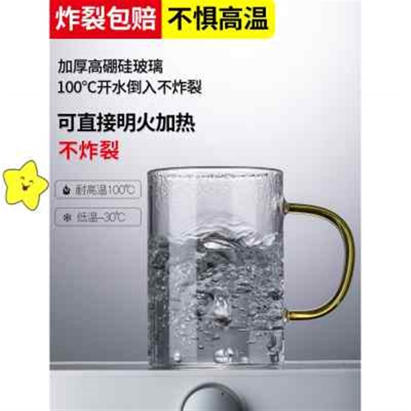 玻璃杯带把耐热水杯家用客厅简约茶杯套装喝水杯泡茶杯子清新森系