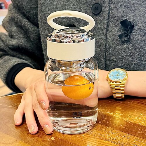 可爱玻璃b杯水杯女2026新款泡茶杯茶水分离杯女高颜值泡茶分离杯
