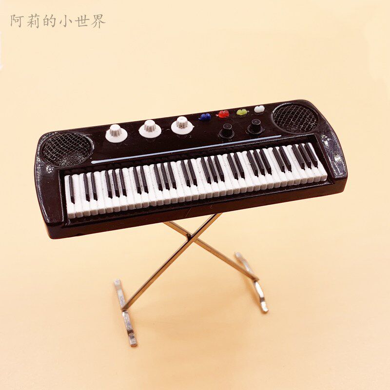 娃娃屋dollhouse 迷你袖珍仿真电子琴键盘乐器 微缩艺术道具 模型