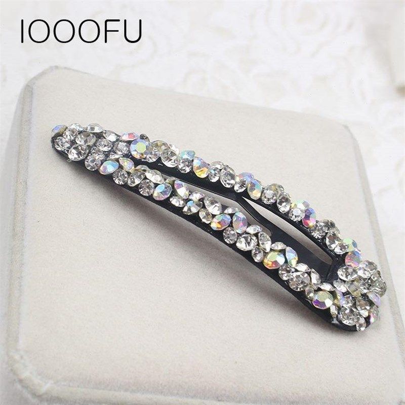 韩国ins超仙水钻高档侧边刘海夹bb夹大号夹子 碎发发夹长款掰掰夹