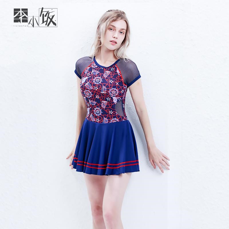 2XL码155cm上高130斤上李小饭大码超大码泳衣女保守显瘦遮肚泳装