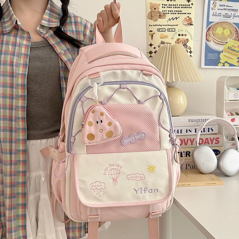 双肩包女旅游轻便高颜值小清新学生书可爱值女生背高中书包背包女
