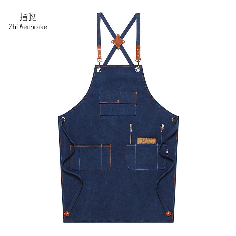 咖啡师防水围裙定制LOGO美发师理发师餐厅花艺奶茶店工作服围腰