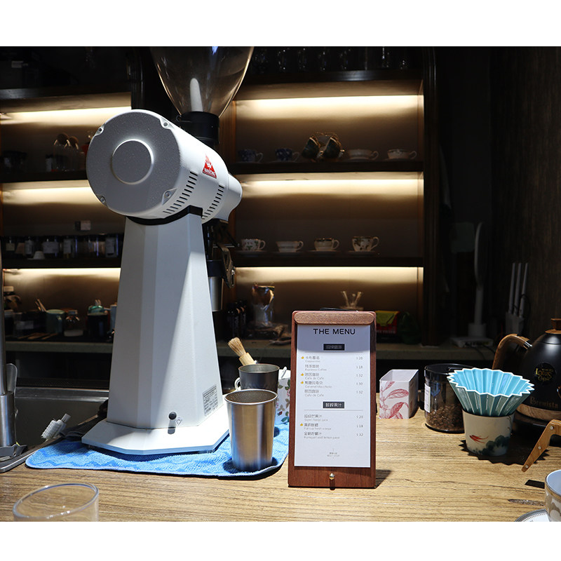 黑胡桃木立c式菜单夹展示牌榉木质桌面立牌咖啡西餐厅吧台展示架