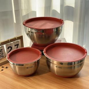 10不锈钢盆家用厨房食品级烘焙打蛋盆和面盆揉面盆有盖防溅