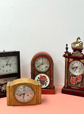 7080年代老物件怀旧老式钟表马头钟座钟挂钟圆头钟农家乐装饰摆件