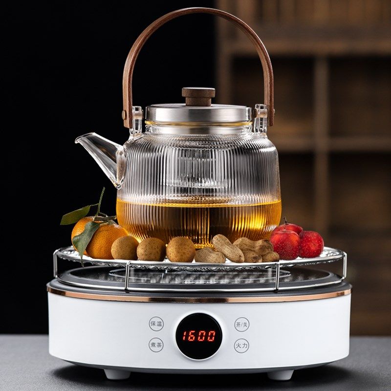 新款智能1600瓦围炉煮茶壶家用电陶炉插电煮茶器耐热玻璃茶具套装