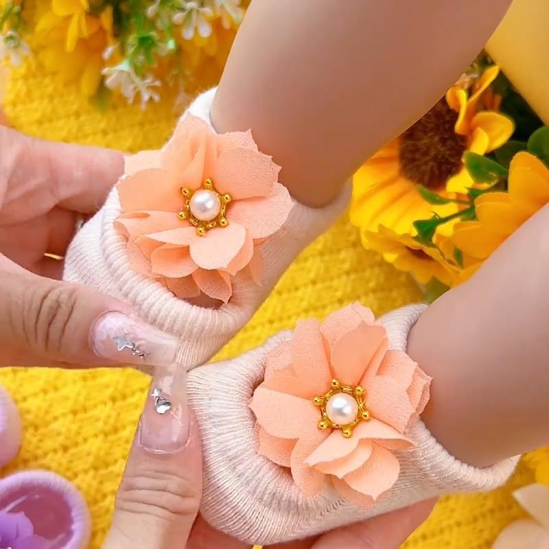 婴儿鞋袜一体夏季薄款新生儿012个月宝宝地板袜防滑船袜透气吸汗