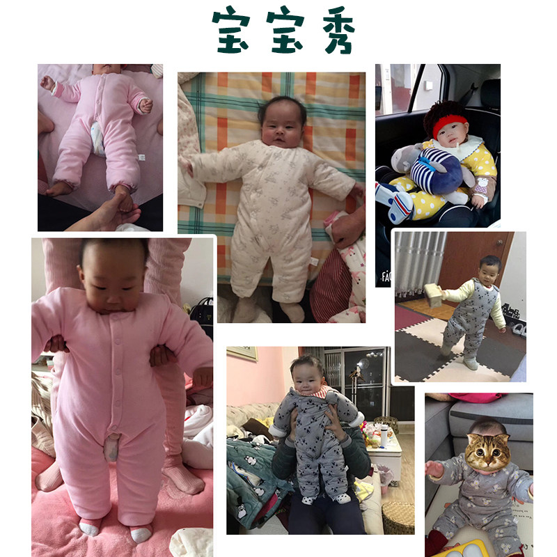 手工花婴儿连体衣哈衣保暖爬服棉花内胆男女宝宝薄棉棉衣冬装