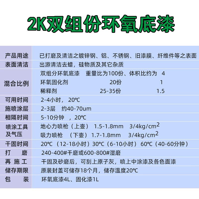 汽车钣金白色环氧底漆防锈底漆铁门栏杆钢结构底漆玻璃钢涂料
