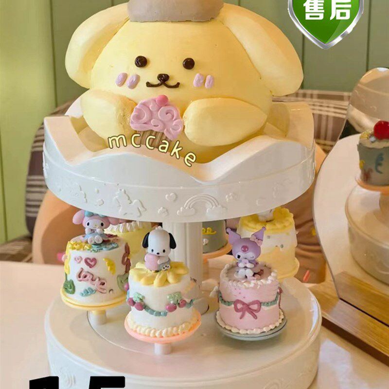 双层音乐甜品机底座电动旋转机自动旋转木马蛋糕展示台生日转转机