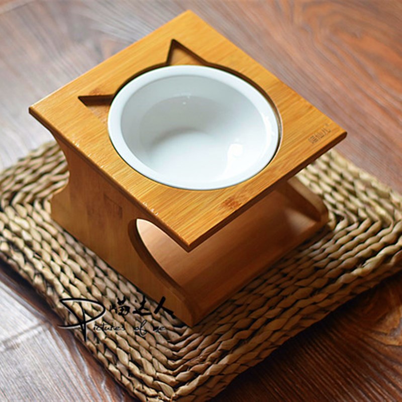 宠物实木碗碗架 单碗双碗多碗猫咪餐桌猫碗食盆 宠物餐桌餐具餐盘