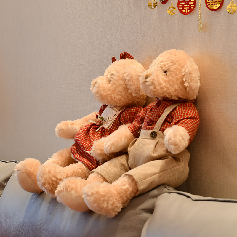结婚婚礼压牀娃娃娃娃一对抱枕新婚礼物婚房公仔熊情侣摆件送新人