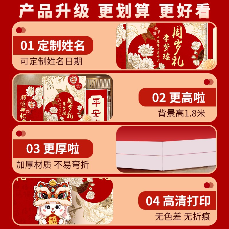 龙宝宝一周岁生日布置背景墙装饰周岁礼仪式感抓周用品道具新中式