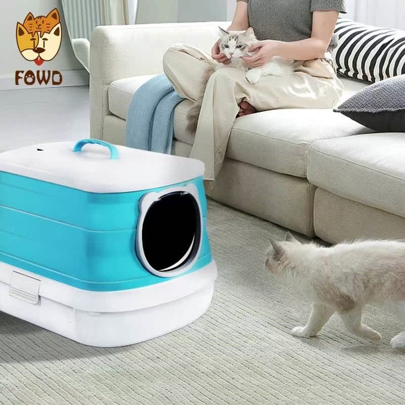 新款大号全封闭式猫砂盆防外溅可折叠猫狗清洁用品猫厕所宠物厕所