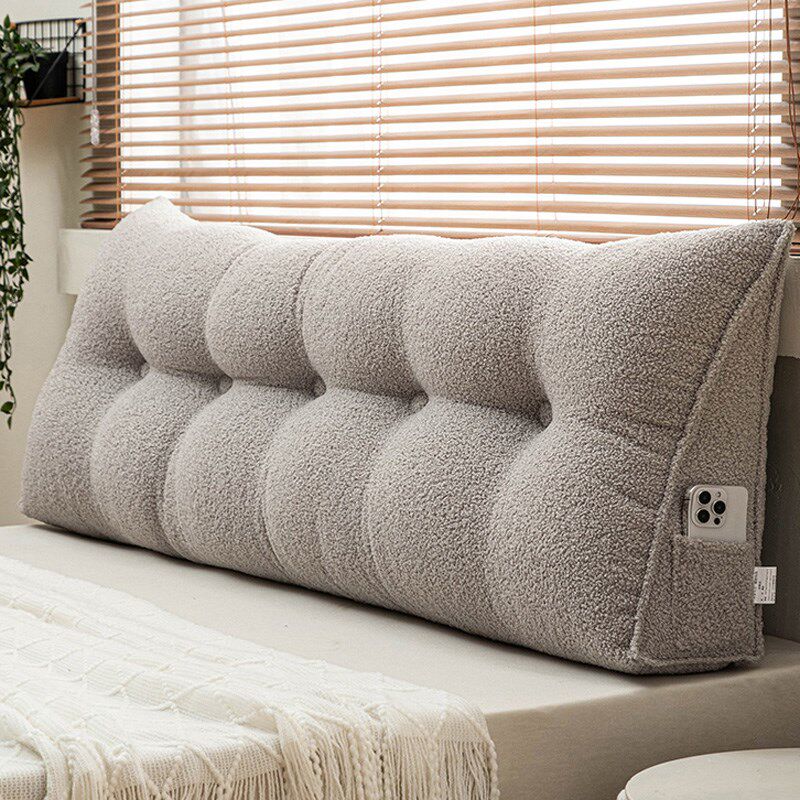 床头靠垫泰迪绒奶油风简约纯色无床头靠背软包懒人飘窗榻榻米靠枕